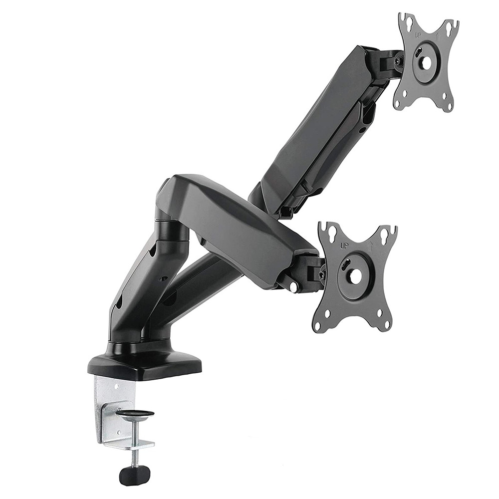 G-MSE02 Dual Computer Desk Monitor Stand Monitor Arm with Height Adjustable  Gas Spring, 13-27, 360 Rotation